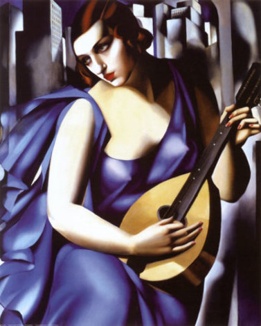 Femme Blue A La Guitare 1995 Limited Edition Print - Tamara de Lempicka