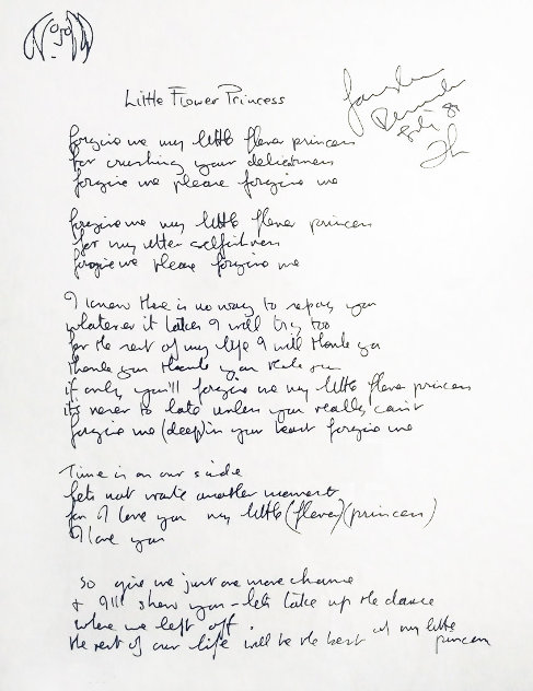 Lyrics: Little Flower Princess Limited Edition Print by John Lennon