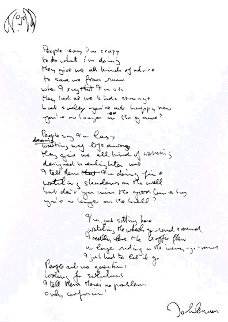 Lyrics: Watching the Wheels Go Round 1995 Limited Edition Print - John Lennon
