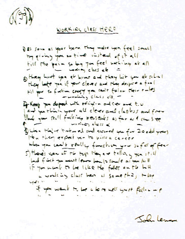 Lyrics: Working Class Hero 2003 Limited Edition Print - John Lennon