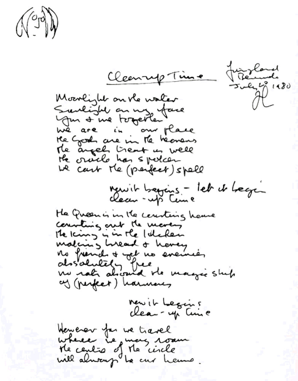 Lyrics: Clean Up Time 1980 Silkscreen 12x9 by John Lennon - For Sale on ...