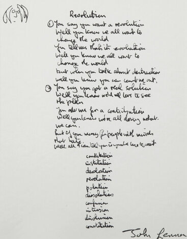 Lyrics: Revolution Lyrics Limited Edition Print - John Lennon