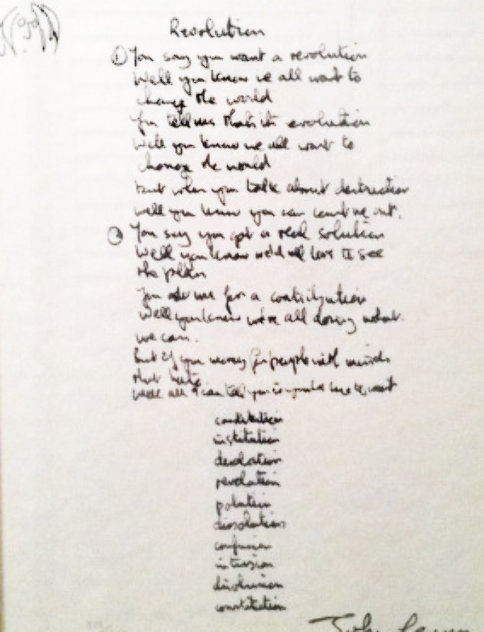 Lyrics: Revolution Lyrics Limited Edition Print by John Lennon