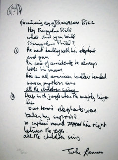 Lyrics: Bungalow Bill  Limited Edition Print - John Lennon