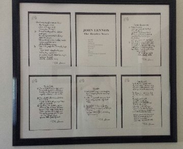 Lyrics: Beatle Years - Framed Set of 12 Lyrics 1995 Limited Edition Print - John Lennon Lyrics: Beatle Years - Framed Set of 12 Lyrics 1995 Limited Edition Print - John Lennon