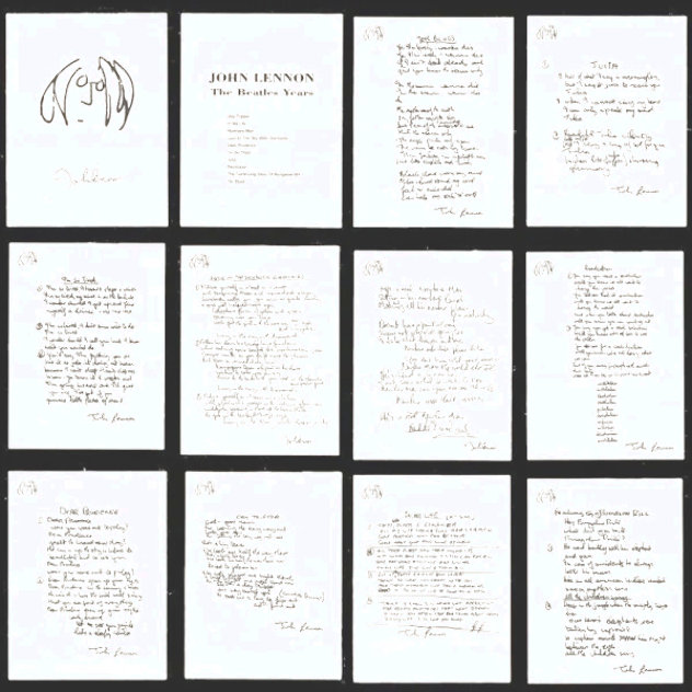 Lyrics: Beatle Years II - Framed Set of 12 Lyrics 1995 Limited Edition Print by John Lennon