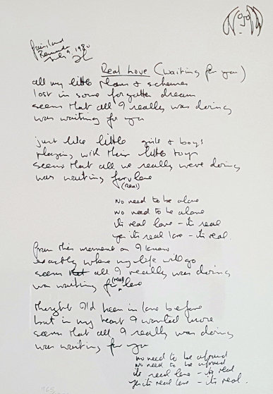 Lyrics Real Love 1995 By John Lennon