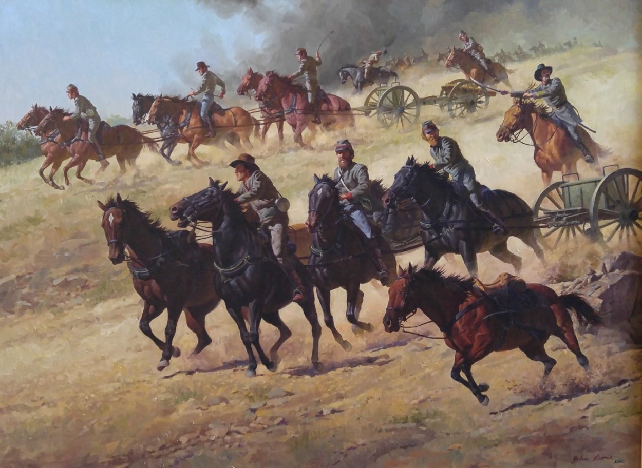 Flying Artillery 47x37 Original Painting by John Leone Flying Artillery 47x37 Original Painting by John Leone
