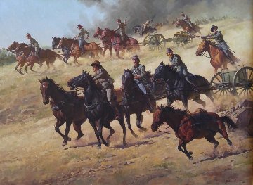 Flying Artillery 47x37 Original Painting - John Leone Flying Artillery 47x37 Original Painting - John Leone