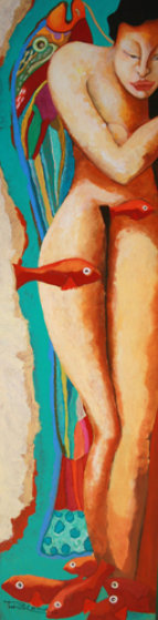 Femme Poisson 2008 67x17 Huge Original Painting by Patricia Leroux Femme Poisson 2008 67x17 Huge Original Painting by Patricia Leroux