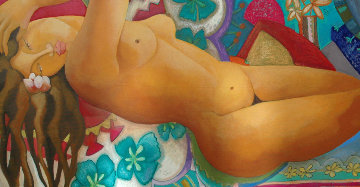 Femme Turquoise 2009 22x37 Original Painting - Patricia Leroux Femme Turquoise 2009 22x37 Original Painting - Patricia Leroux