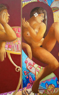 Rencontre Dyptique 2006 58x29 Original Painting - Patricia Leroux Rencontre Dyptique 2006 58x29 Original Painting - Patricia Leroux