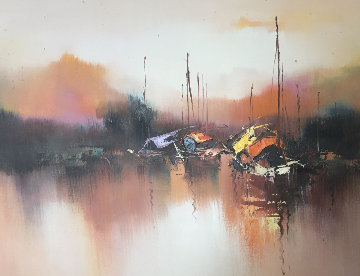 Marine 1976 24x36 Original Painting - Hong Leung Marine 1976 24x36 Original Painting - Hong Leung