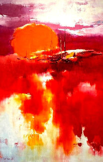 Red 1970 41x33 (Early Work) Original Painting - Hong Leung Red 1970 41x33 (Early Work) Original Painting - Hong Leung