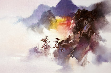 Falls Above the Clouds 2016 20x30 Original Painting - Hong Leung