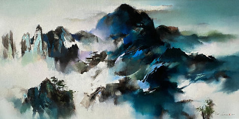 Mountain Summit 2013 33x56 Huge Original Painting - Hong Leung