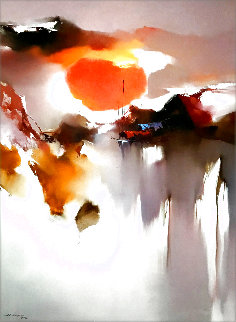 Untitled Landscape 1978 48x36 Huge Original Painting - Hong Leung Untitled Landscape 1978 48x36 Huge Original Painting - Hong Leung