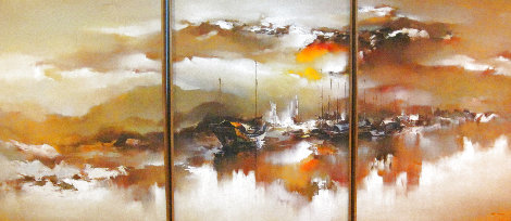 Untitled Painting (Triptych) 1979 49 X 37 Each - Mural - 111 in wide Original Painting - Hong Leung