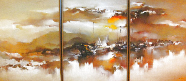 Untitled Painting (Triptych) 1979 49 X 37 Each - Mural - 111 in wide Original Painting by Hong Leung