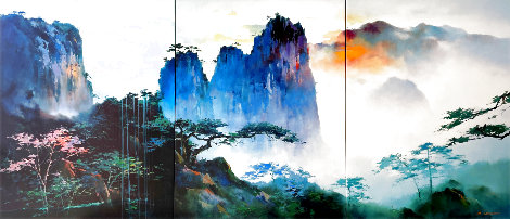 Summit View 2000  Huge Triptych 40x90 Limited Edition Print - Hong Leung