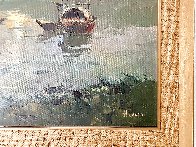 Untitled (Floating Sampans) 1960 (Early) 30x41  Original Painting by Hong Leung - 3