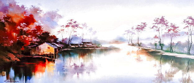 Blossom Village 2009 Huge  56x31 Limited Edition Print - Hong Leung