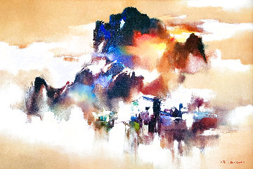 Golden Riverside 2018 29x40 Original Painting - Hong Leung Golden Riverside 2018 29x40 Original Painting - Hong Leung