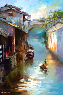 Water Village 2017 35x24 Original Painting - Hong Leung Water Village 2017 35x24 Original Painting - Hong Leung