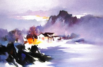 House Above the Clouds 2016 20x30 Original Painting - Hong Leung