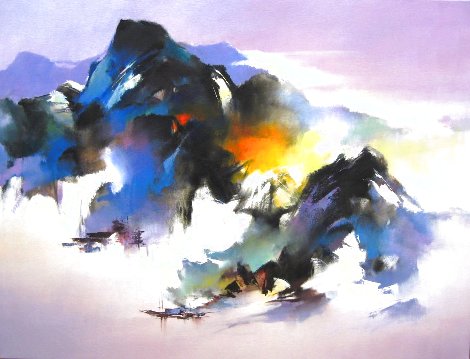 Otherside of River 2014 30x39 Original Painting - Hong Leung