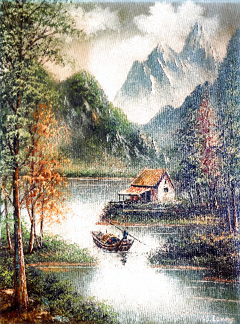 Untitled Landscape 16x12 1970s Original Painting - Hong Leung