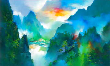 Valley Hues 2016 24x39 Original Painting - Hong Leung