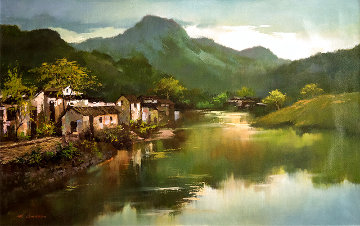 Riverside in the Spring 2016 28x45 - Huge Original Painting - Hong Leung