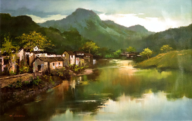 Riverside in the Spring 2016 28x45 - Huge - China Original Painting by Hong Leung