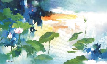 Summer Lotus 2017 35x59 - Huge Original Painting - Hong Leung Summer Lotus 2017 35x59 - Huge Original Painting - Hong Leung