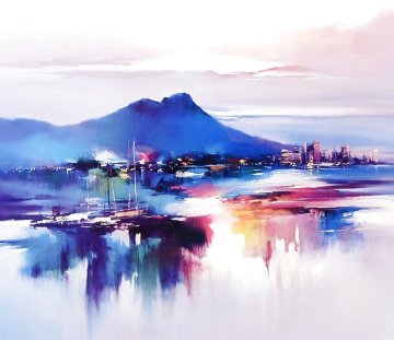 Waikiki Evening Mood 1990 Hawaii Limited Edition Print - Hong Leung Waikiki Evening Mood 1990 Hawaii Limited Edition Print - Hong Leung