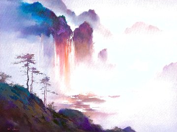Sky Falls 2017 35x47 - Huge Original Painting - Hong Leung