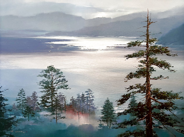 Lake Tahoe 1985 52x41 - Huge - California Original Painting by Hong Leung