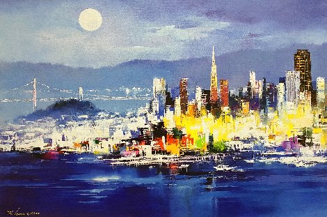 City Lights Embellished - San Francisco, California Limited Edition Print - Hong Leung