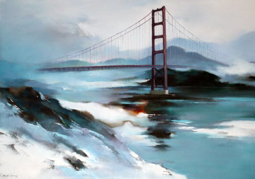 Golden Gate Bridge 1977 36x48 San Francisco Huge Original Painting - Hong Leung Golden Gate Bridge 1977 36x48 San Francisco Huge Original Painting - Hong Leung