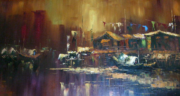 Untitled Painting 30x54 Huge Original Painting by Hong Leung