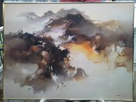 Autumn Village At Dusk 1981 36x48 Super Huge Original Painting by Hong Leung - 1 Autumn Village At Dusk 1981 36x48 Super Huge Original Painting by Hong Leung - 1