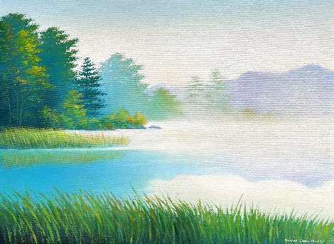 Lake in the Morning Painting 2017 20x30 Original Painting - Richard Leung