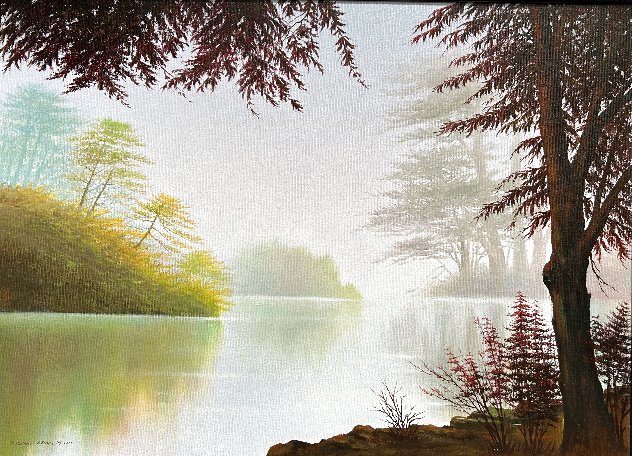 Misty Lake  Painting 2013 22x30 Original Painting by Richard Leung