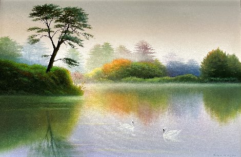 Lake of Dream 2015 24x35 Original Painting - Richard Leung