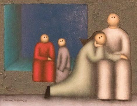 Mourning 1982 16x20 Original Painting - Jesus Leuus
