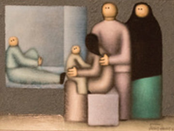 Grouping 1982 12x16 Original Painting - Jesus Leuus Grouping 1982 12x16 Original Painting - Jesus Leuus