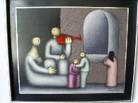 Hombre Con Violin 1977 15x19 Original Painting by Jesus Leuus - 1 Hombre Con Violin 1977 15x19 Original Painting by Jesus Leuus - 1