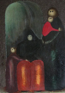 Women And Child 13x11 Original Painting - Jesus Leuus Women And Child 13x11 Original Painting - Jesus Leuus