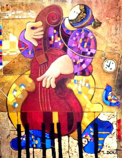 Street Singer 32x28 Original Painting by Dorit Levi